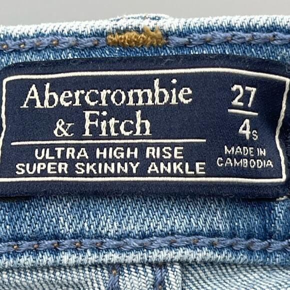 Abercrombie & Fitch Ultra High Rise Preppy Distressed Skinny Ankle Jeans Size 27 - Picture 7 of 9